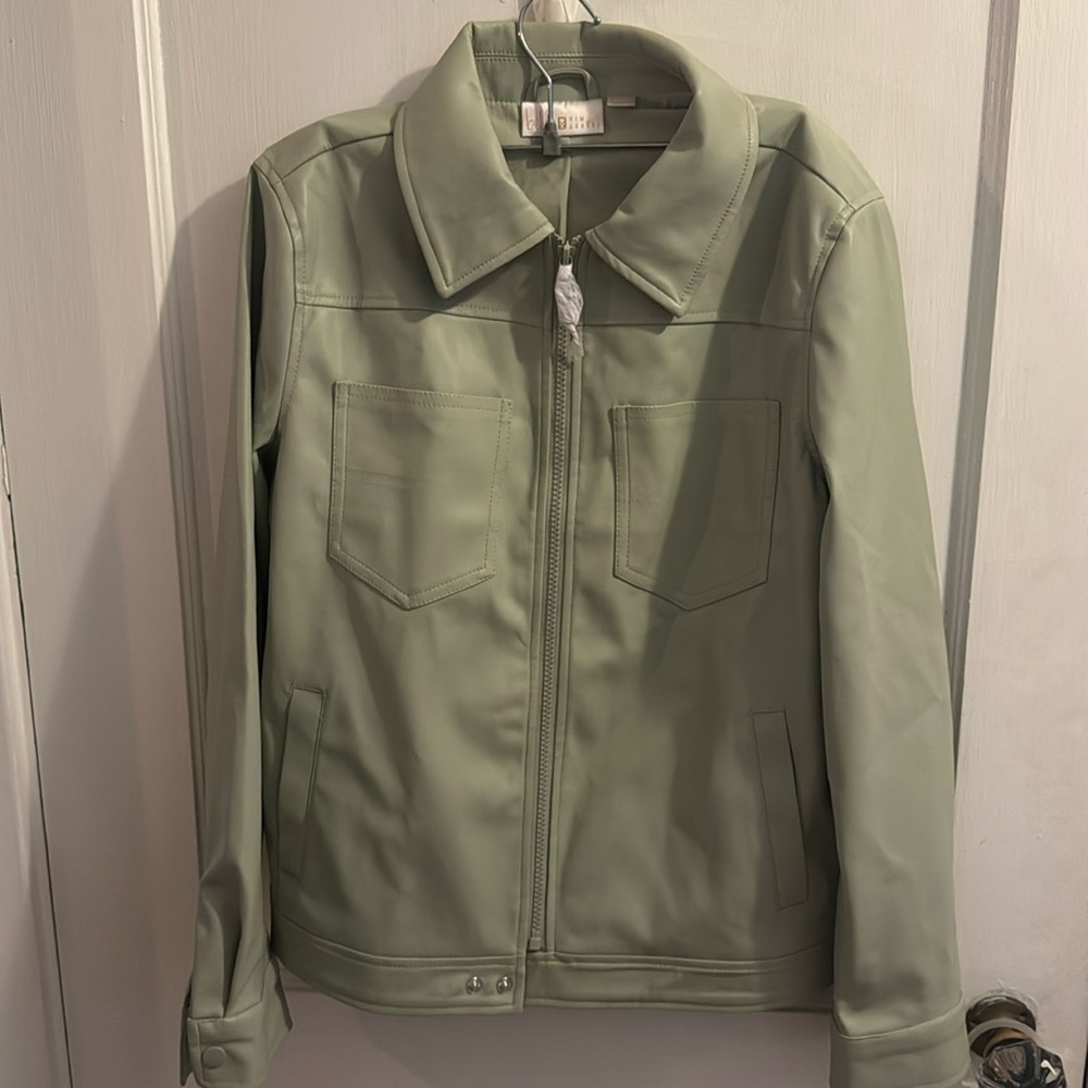 Mint green faux leather jacket